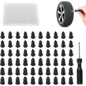 60PCS Vacuum Tire Repair Rubber Nail Kit with 2 Sizes, Screw in Tire Plugs of Tire Punctures with Screwdriver, Self Service Tire Repair Screw Plug, Tire Repair Kit for Car, Truck, Motorcycle, Tractor in Kuwait