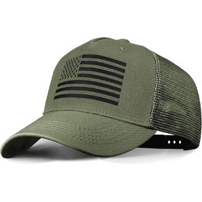 OUTDOOR SHAPING American Flag Trucker Hat - Snapback Fitted Cap for Men & Women, Snap Closure, Breathable Mesh Sides in Kuwait