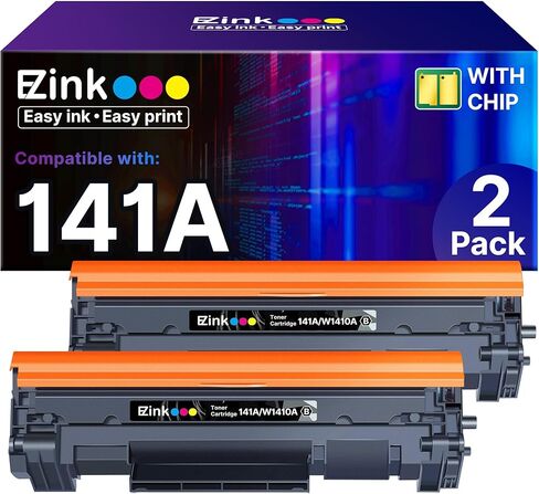 خرطوشة حبر E-Z Ink 141A بديلة متوافقة لخرطوشة حبر HP 141A Black LaserJet W1410A 141X W1410X لطابعات HP LaserJet Pro M110w MFP M139w M140w (2 أسود، مع رقاقة) in Kuwait