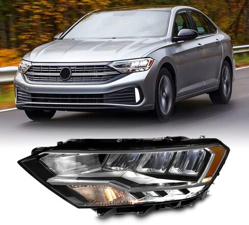 AKKON - For 2019-2023 VW Jetta S/Sport/SE [LED منخفض/عالي الشعاع] مصباح أمامي لجهاز العرض سائق استبدال الجانب الأيسر in Saudi Arabia
