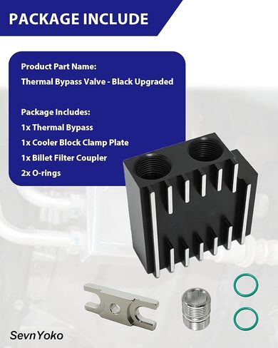Thermal Bypass Valve Kit for 2019-2024 Ram 6.7L Cummins Diesel Engines - Fits 68RFE & AS69RC Transmissions - Aluminum Cooler Bypass with Billet Filter Coupler - Black Upgraded in Kuwait