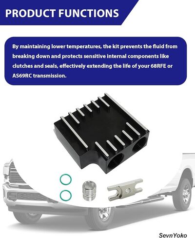 Thermal Bypass Valve Kit for 2019-2024 Ram 6.7L Cummins Diesel Engines - Fits 68RFE & AS69RC Transmissions - Aluminum Cooler Bypass with Billet Filter Coupler - Black Upgraded in Kuwait