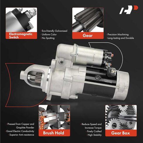 محرك A-Premium Starter متوافق مع Ford F600، F700، F800، B600، B700 & Blue Bird All American FE، الحافلات التجارية، SHL Commercial، SHL TC2000، TC1000، TC2000، 12V 3.0KW 10 أسنان CW in Saudi Arabia