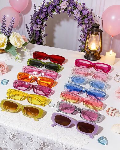 Pibupibu Wholesale 100 Pairs 90s Retro Rectangle Sunglasses Bulk Adults Unisex, Fun Colorful Y2k Glasses Party Favors in Saudi Arabia