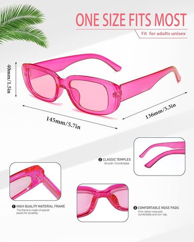 Pibupibu Wholesale 100 Pairs 90s Retro Rectangle Sunglasses Bulk Adults Unisex, Fun Colorful Y2k Glasses Party Favors in Saudi Arabia
