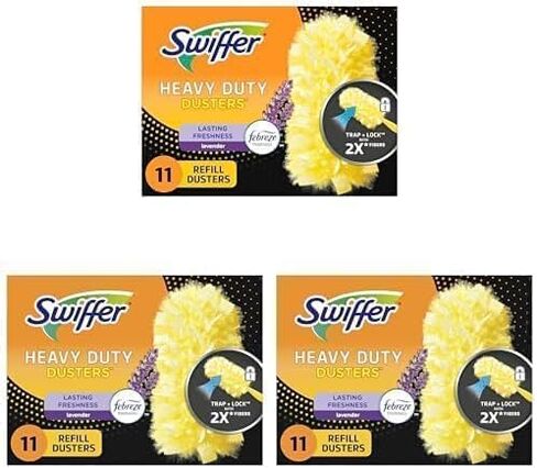 Swiffer Dusters Refill for Cleaning, Feather & Microfiber Duster Disposable Alternative, for Dusting Furniture, Blinds, Ceiling Fans, Walls, Helps Remove Allergens, Heavy Duty, Lavender, 11ct in Saudi Arabia