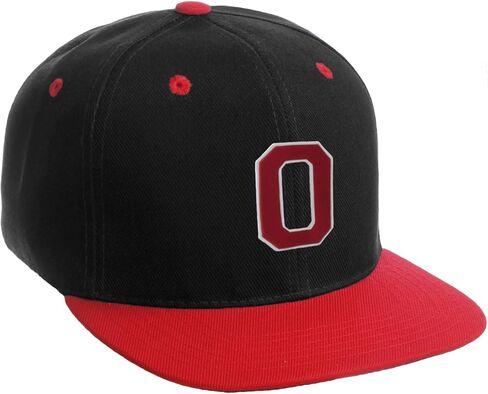 Classic Snapback Hat Custom A to Z Initial Letters, Black Red Cap White Red in Kuwait