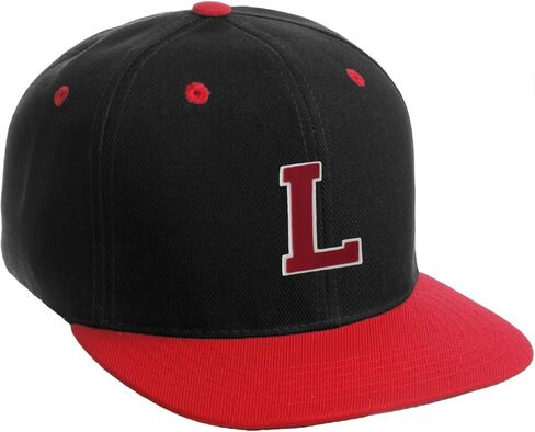 Classic Snapback Hat Custom A to Z Initial Letters, Black Red Cap White Red in Saudi Arabia