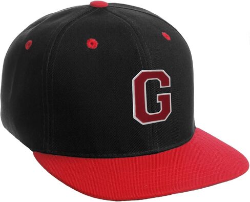 Classic Snapback Hat Custom A to Z Initial Letters, Black Red Cap White Red in Saudi Arabia