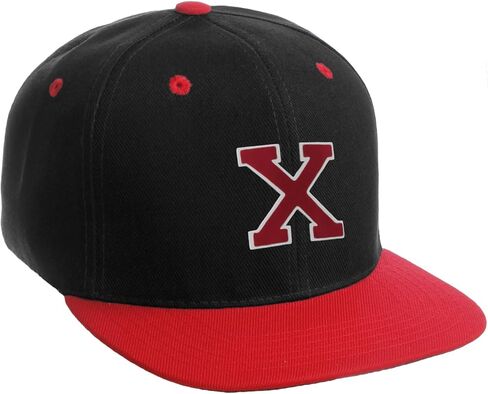 Classic Snapback Hat Custom A to Z Initial Letters, Black Red Cap White Red in Saudi Arabia