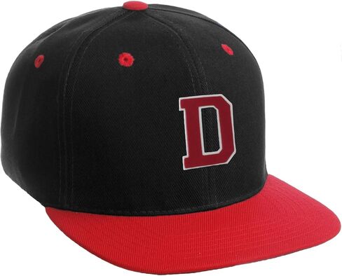 Classic Snapback Hat Custom A to Z Initial Letters, Black Red Cap White Red in Saudi Arabia