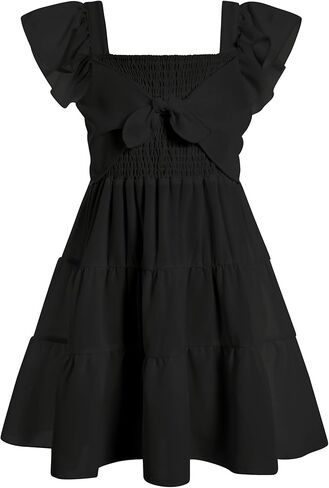 Vogseek 5-12T Girls Dresses for Tweens Square Neck Ruffle Sleeve A Line Swing Dress in Kuwait