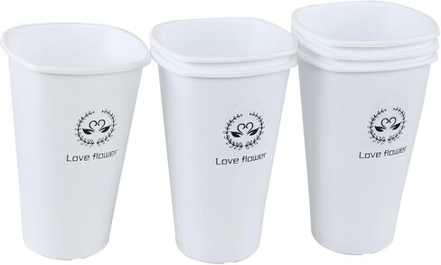 6-Pack White Plastic Flower Buckets, 12 Inch Floral Bucket Vases for Cut Flowers in Saudi Arabia