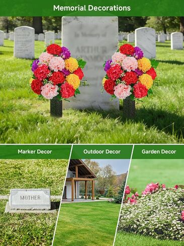 2-Pack Cemetery Vases for Grave with Spike and Foam, Grave Flower Holder for Cemetery Marker Surroundings and Memorial Displays, Outdoor Ground Decor (Flowers Not Included) in Saudi Arabia