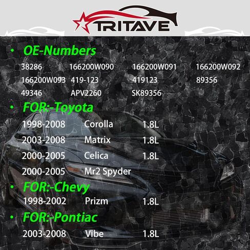 مجموعة شداد الحزام مع بكرة متوافقة مع شيفروليه بريزم 1998-2002 متوافقة مع بونتياك فايب 2003-2008 متوافقة مع تويوتا كورولا ماتريكس سيليكا MR2 سبايدر in Kuwait