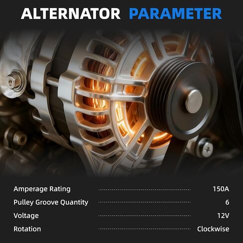 1042105360 Alternator Compatible with Jaguar F-Pace F-Type XE XF XFR 2010, Land Rover LR4 2010, Range Rover 2010-2012, Replacement Alternators 1042105360, 1042101470, 1042105361, 8W83-10300-AB in Kuwait