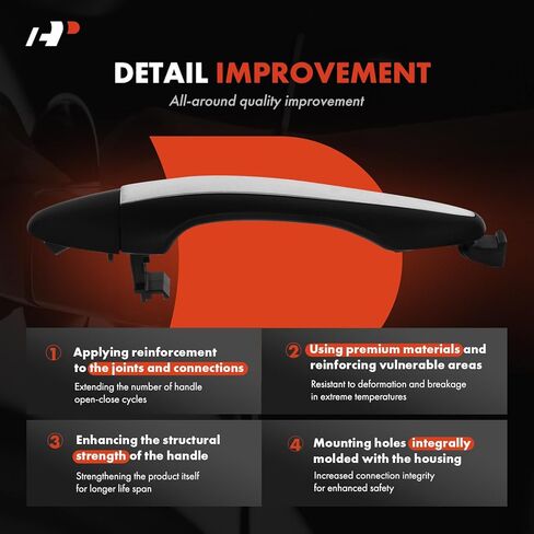 A-Premium Front Right Passenger Side Exterior Door Handle Compatible with Kia Optima 2011 2012 2013 2014 2015, Without Smart Entry System, Primed Black Housing with Chrome Trim in Saudi Arabia
