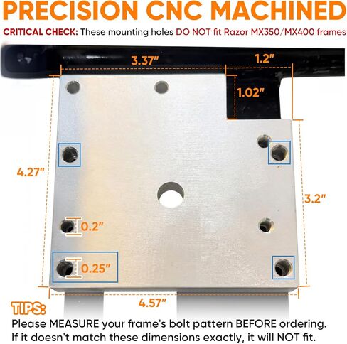Motor Adapter Plate for RSF350 Razor Pocket Mod Gen 1 - Direct Bolt - On MY1020 Upgrade Kit - No Drilling Bracket for Razor RSF350 Motor Conversion (Not for MX350) in Saudi Arabia