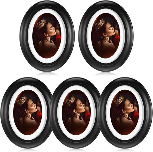 ABOOFAN 5 Pack Oval Picture Frame 5x7 Black, Vintage Wooden Wall Hanging Picture Frames for Home Office Decor, Photos Gallery in Saudi Arabia