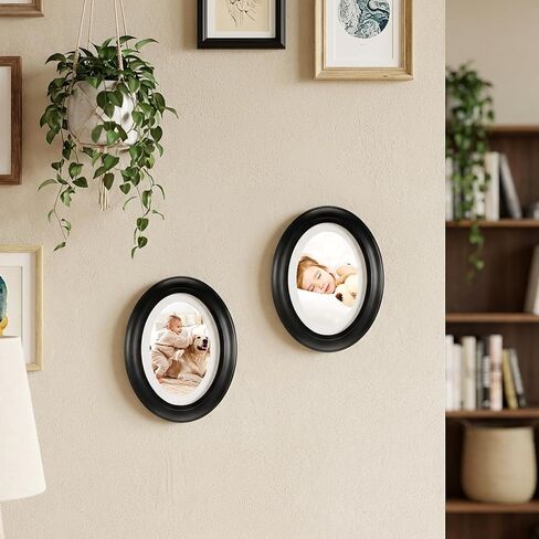 ABOOFAN 5 Pack Oval Picture Frame 5x7 Black, Vintage Wooden Wall Hanging Picture Frames for Home Office Decor, Photos Gallery in Saudi Arabia