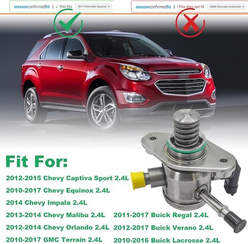 EP1028 High Pressure Fuel Pump Fit for 2010-2017 GMC Terrain & for Chevy Captiva, Equinox, Impala, Malibu, Orlando & Buick Lacrosse, Regal, Verano 2.4L, Mechanical Fuel Pump Replaces OE#12639694 in Saudi Arabia