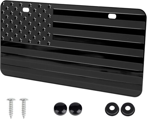 American Flag License Plate Frame, 6" x 12" Aluminum Metal Thick License Plate Frame, Durable 3D Embossed Car Tag Plates for Most Cars, RVs, Trucks in Kuwait