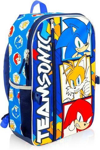 Sonic the Hedgehog Backpack with Lunch Bag Set - Bundle with 17" Backpack, Lunch Box, Water Bottle, Stickers, and More | Sonic School Bag with Lunchbox for Kids in Saudi Arabia