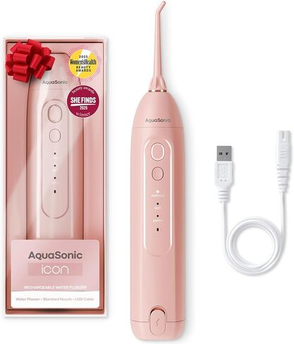 أيقونة المائية ماء Flosser للأسنان - روي الفم الفموي القابل لإعادة الشحن - مقاوم للماء ، وتنظيف الأسنان المحمولة مع طرف النفاث - الأقواس السفر المنزلية - النعناع in Kuwait