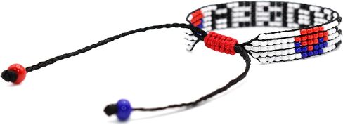 South Korea Flag Bracelet - Adjustable Korean Patriotic Jewerly for Men and Women - Cultural White, Red, Blue & Black Bracelet - South Korean Pride Bracelet - Premium Czech Beads in Saudi Arabia