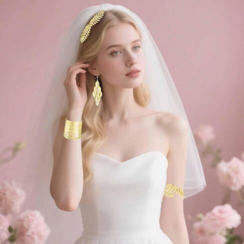 مجموعة زي الآلهة اليونانية مكونة من 6 قطع من عصابة رأس الغار الذهبية ومشط شعر على شكل ذراع للنساء للحفلات التنكرية in Kuwait