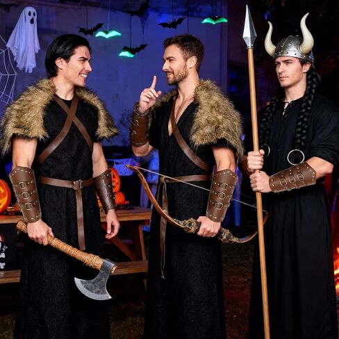 زي شال فرو الفايكنج، إكسسوارات محارب الفايكنج، زي الفايكنج، زي القرون الوسطى، زي عصر النهضة، الهالوين التنكري باللون البني in Kuwait