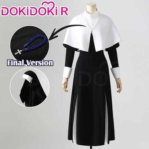 KIRA KIRA Anime Cosplay Costume Doki-R Balck White Gothic Dress Halloween Nun Costume Lolita Dress in Kuwait