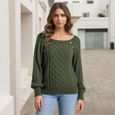 Women Square Neck Sweater Knit Pullover Casual Comfort in Saudi Arabia