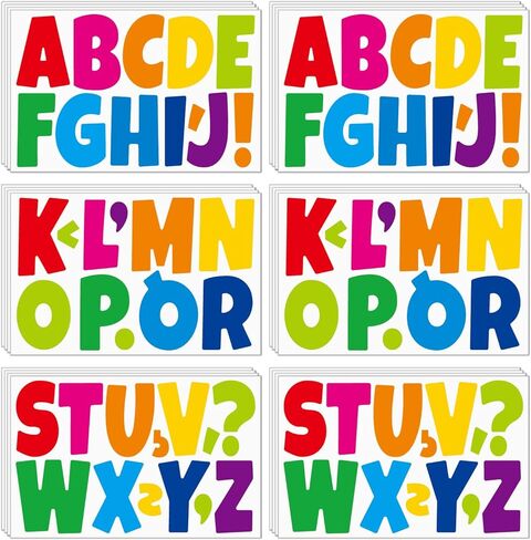 288 قطعة 24 ورقة ملصقات حروف كبيرة مقاس 3 بوصة ملصقات حروف أبجدية من الفينيل ذاتية اللصق لألواح الإعلانات والفصول الدراسية ديكور المنزل (ملونة) in Kuwait