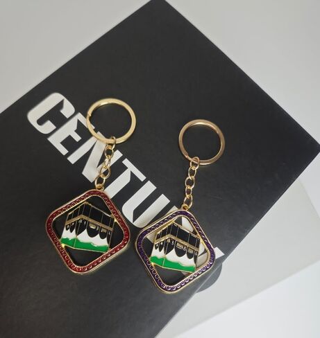 مجموعة سلاسل مفاتيح مكة الكعبة مكونة من قطعتين، حلقة مفاتيح تذكارية إسلامية مصنوعة من سبيكة مجوفة، هدية الحج والعمرة، مهرجان العيد في الشرق الأوسط، المملكة العربية السعودية تذكار سفر مكة in Kuwait