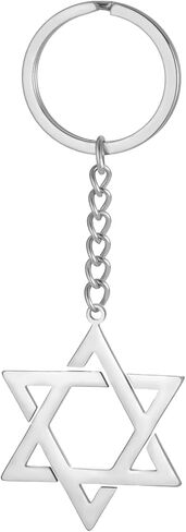 Dreamtimes Star of David Keychain for Men Women Stainless Steel Jewish Star Keychain Hexagon Pendant Religious Jewish Jewelry in Saudi Arabia