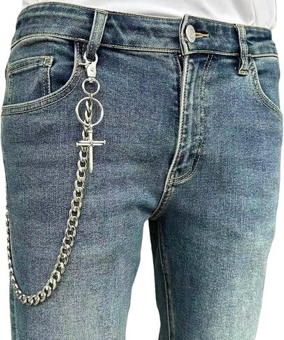 KALHE Stainless Steel Wallet Chain with Lobster Clasps, Heavy Duty Jean Pants Chain, Gothic Punk Style Accessory in Saudi Arabia