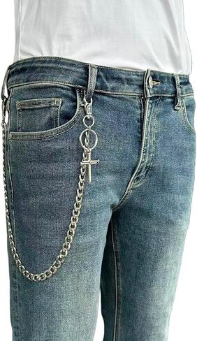 KALHE Stainless Steel Wallet Chain with Lobster Clasps, Heavy Duty Jean Pants Chain, Gothic Punk Style Accessory in Saudi Arabia