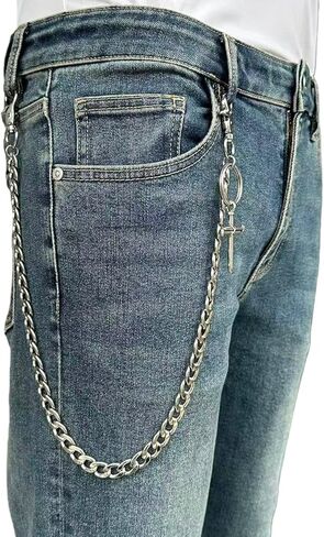 KALHE Stainless Steel Wallet Chain with Lobster Clasps, Heavy Duty Jean Pants Chain, Gothic Punk Style Accessory in Saudi Arabia