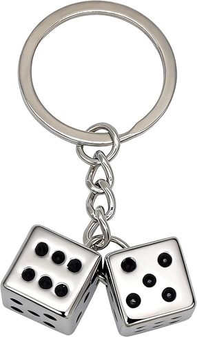 لطيف النرد نموذج المفاتيح سحر صغير محظوظ النرد مفتاح سلسلة حلقة قلادة كيرينغ هدايا للرجال النساء محفظة أكياس in Kuwait