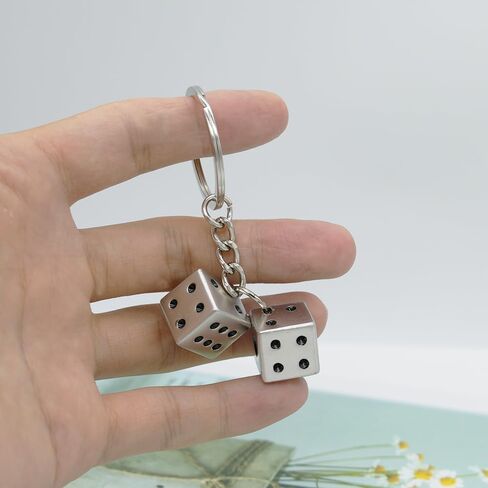 لطيف النرد نموذج المفاتيح سحر صغير محظوظ النرد مفتاح سلسلة حلقة قلادة كيرينغ هدايا للرجال النساء محفظة أكياس in Kuwait