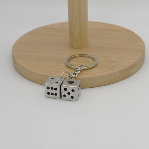 لطيف النرد نموذج المفاتيح سحر صغير محظوظ النرد مفتاح سلسلة حلقة قلادة كيرينغ هدايا للرجال النساء محفظة أكياس in Kuwait