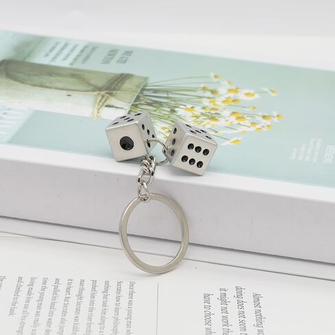 لطيف النرد نموذج المفاتيح سحر صغير محظوظ النرد مفتاح سلسلة حلقة قلادة كيرينغ هدايا للرجال النساء محفظة أكياس in Kuwait