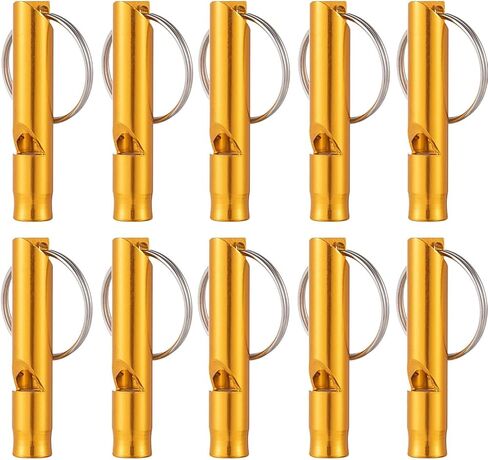 Set of 10 Extra Loud Whistles for Camping Hiking Hunting Outdoors Sports and Emergency Situations, Sturdy but Light Aluminium Key Chain Signals in Saudi Arabia