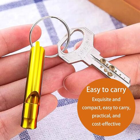 Set of 10 Extra Loud Whistles for Camping Hiking Hunting Outdoors Sports and Emergency Situations, Sturdy but Light Aluminium Key Chain Signals in Saudi Arabia