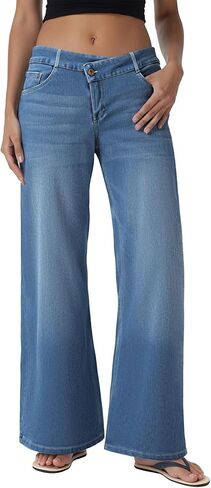 Women's Wide Leg Jeans, Baggy Denim Trendy Low Rise Jeans Loose Casual Pants in Kuwait