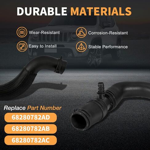 68280782AD Engine Radiator Inlet Hose Fits for Jeep Wrangler 2018-2025, for Gladiator 2020-2025, 3.6L V6 Replace 68280782AB 68280782AC in Kuwait