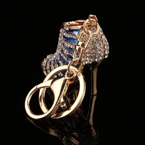 Blue Crystal Shoe Keychain, Elegant Rhinestone Charm Pendant for Keys Purses Gift Giving, 5.5cm Fashion Jewelry Accessory in Saudi Arabia
