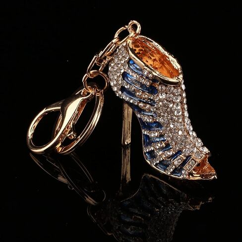Blue Crystal Shoe Keychain, Elegant Rhinestone Charm Pendant for Keys Purses Gift Giving, 5.5cm Fashion Jewelry Accessory in Saudi Arabia