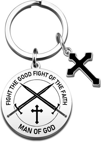 Christian Gifts for Men Religious Gift God Keychain Inspirational Birthday Fathers Day Gift Cross Keychian Baptism Gifts for Dad Son Husband God Father in Kuwait